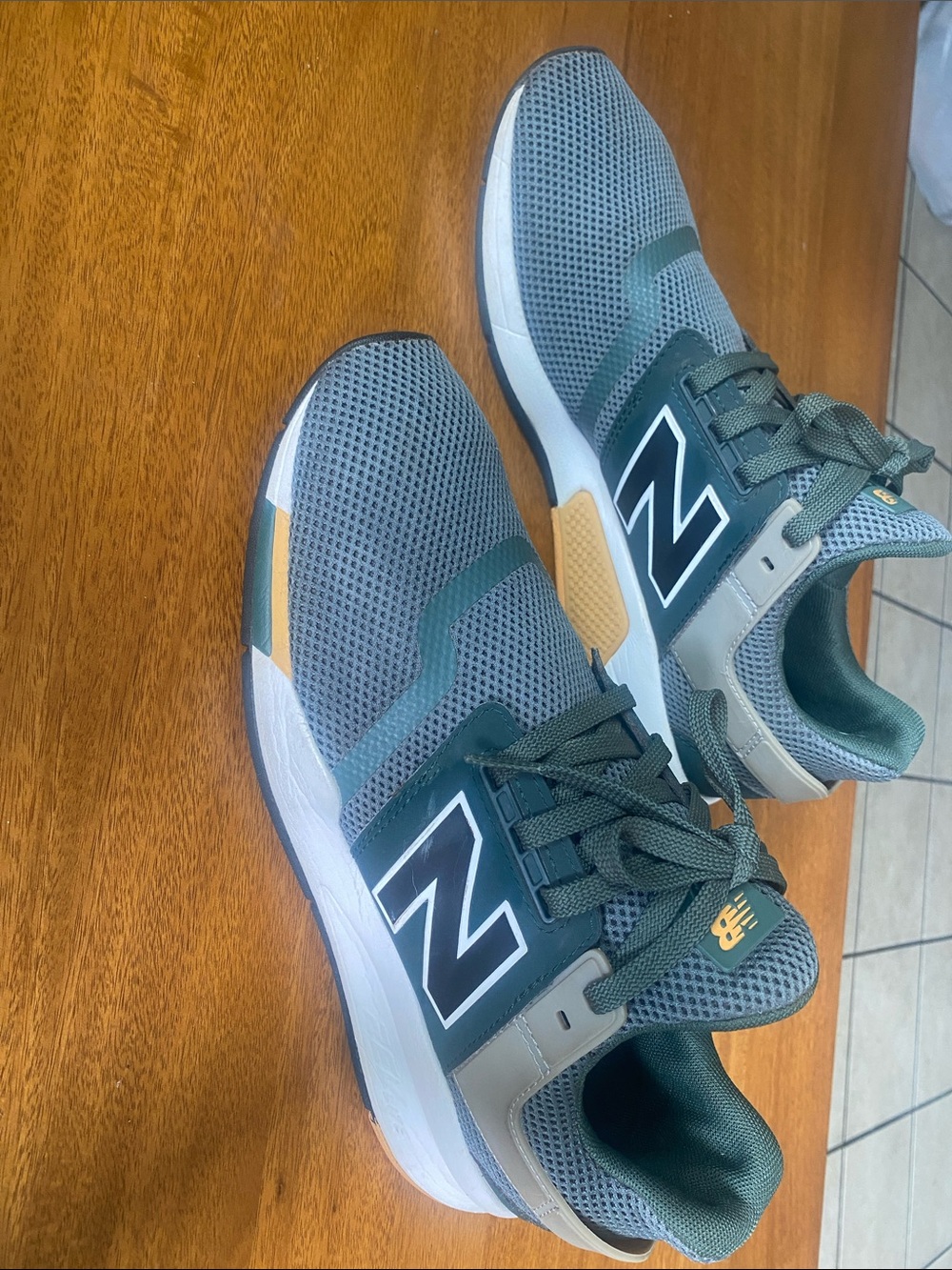 New Balance Grey, Green & Tan Men's Running Shoes